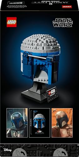 LEGO Star Wars 75408 Jango Fett helmet model kit with stand, nameplate, and adjustable rangefinder antenna.