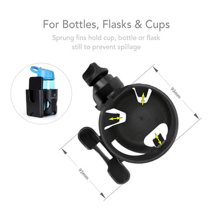 LittleLife Buggy And Pushchair Universal Cup & Phone Holder Adjustable Bottle Organiser for Stroller, Drink and Coffee Cup Holder with Phone Holder