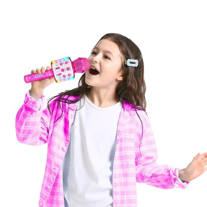 Barbie Bright Voicemaster wireless karaoke microphone with multi-colored lights, voice effects, and recording features by Sinco Creations.