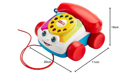 Fisher-Price Toddler Pull Toy Chatter Telephone Pretend Phone with Rotary Dial and Wheels for Walking Play Ages 1+ years, FGW66