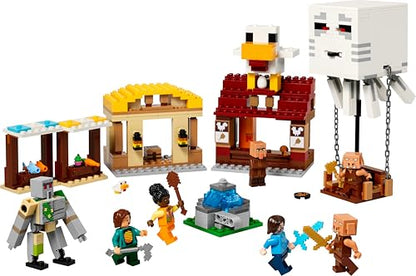 LEGO Minecraft The Ghast Balloon Village Attack Toy - incl. Steve's House, 4 Minifigures, Iron Golem Figure & Exploding Fountain Function - Gaming Gift for 10+ Year Old Boys, Girls & Fans - 21273