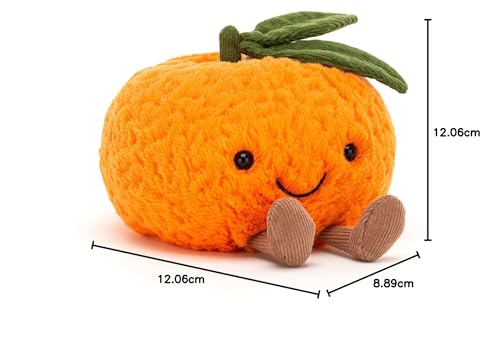 Jellycat Amuseable small clementine plush cat soft toy in orange, measuring 9cm x 12cm, featuring a playful design.