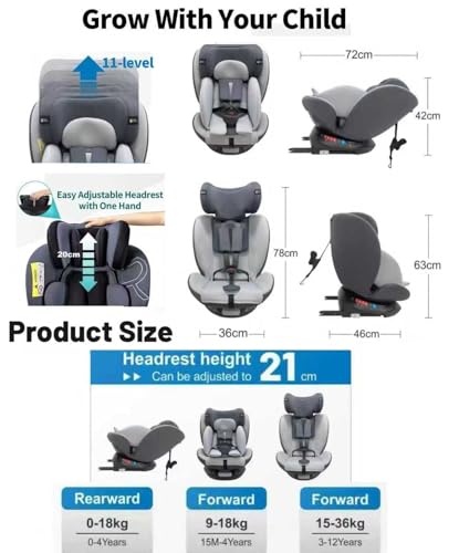 360° rotating baby car seat by Super Toy Store with recline, ISOFIX, and top tether for infants to 12 years old.