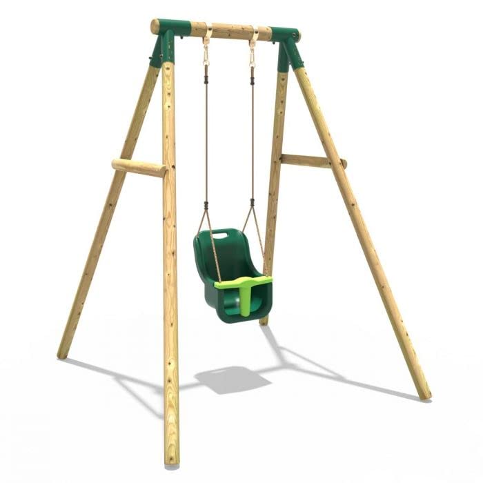 Rebo Baby Wooden Garden Swing Set - Pluto | OutdoorToys | Strong and Sturdy Children's Swing Set, Pressure Treated Timber, Soft-Feel Ropes, Baby Swing Seat