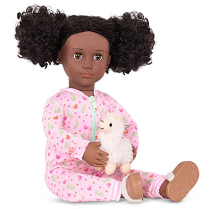 Our Generation Llama Lullabies outfit set with pink pajama onesie and plush llama toy for 18-inch dolls.