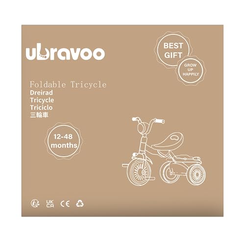 UBRAVOO Baby Tricycle, Foldable Toddler Trike with Pedals, Cool Lights, Durable Wheels and Comfortable Seat, Baby First Walker Trike for 1-5 Years Old Girls, Boys (Pink-black)