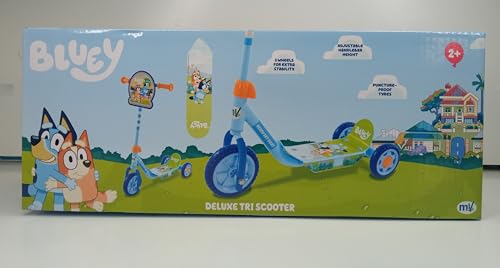 Bluey 3-Wheel Tri Scooter for Kids | Deluxe Edition Officially Licensed with Exciting Decals | Sturdy Steel Frame Puncture-Proof Tyres | Adjustable Handlebar Height | Age 3+ Years