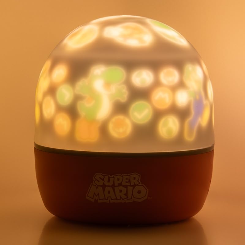 Paladone Super Mario projection light with interchangeable scenes, mood lighting, and three light modes for gaming room decor.