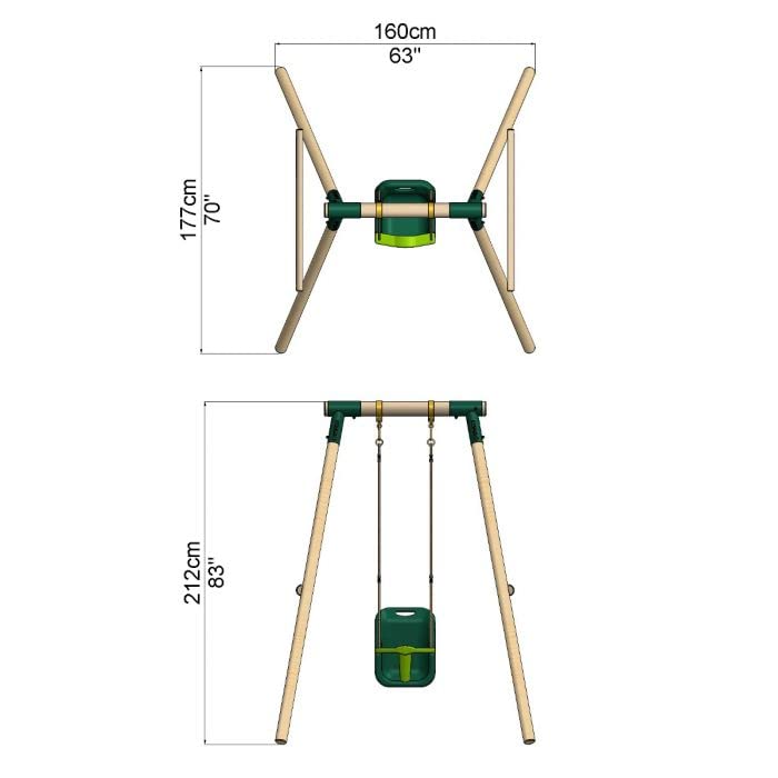 Rebo Baby Wooden Garden Swing Set - Pluto | OutdoorToys | Strong and Sturdy Children's Swing Set, Pressure Treated Timber, Soft-Feel Ropes, Baby Swing Seat