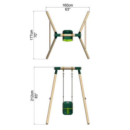 Rebo Baby Wooden Garden Swing Set - Pluto | OutdoorToys | Strong and Sturdy Children's Swing Set, Pressure Treated Timber, Soft-Feel Ropes, Baby Swing Seat