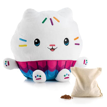 BIOSYNEX - Gabby's Dollhouse Heatable Plushies – Microwave Warm Cuddle Toy with Removable Clay Bead Pouch - Gentle and Comforting Warmth - Machine Washable and Safe from Birth (Cakey)
