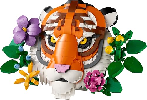 LEGO Art The Fauna Collection Tiger 3D animal painting with colorful flowers, ideal for DIY home or office decor.