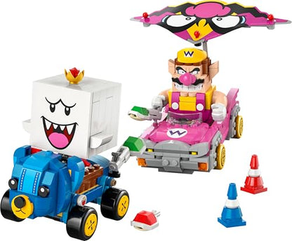 LEGO Super Mario Wario & King Boo set with 2 cars and figures, interactive Mario Kart gaming toy for kids 8 and up.