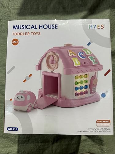HYES Toys for 1 Year Old Girls, Montessori Educational Toy, 8 in 1 Multi Function Activity House Baby Toy with Music/Car/Clock/Phone/Light, Sensory Toys Birthday Gifts for Baby 1-2 Years