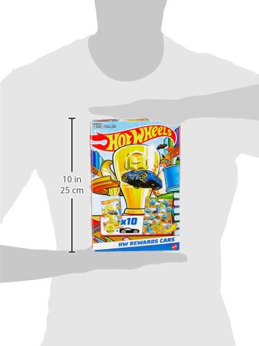 Hot Wheels HW Rewards Cars Themed Assorted 10-Pack of Individually Wrapped 1:64 Scale Vehicles & Gold Stickers, Gifts for Kids 3 Years Old & Older, HGJ94