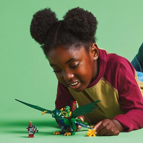LEGO NINJAGO Lloyd’s Green Forest Dragon building toy with two minifigures, ideal for imaginative play and ninja fans.