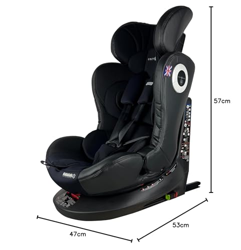 Cozy N Safe Comet 360 Rotation Spin, Baby, Toddler, Child Car Seat, Group 0+/1/2/3 (0-36kg, Birth to 12 Yrs), Rear & Forward Facing, ISOFix, Top Tether, 5-Point Harness, 4 Recline Positions - Black