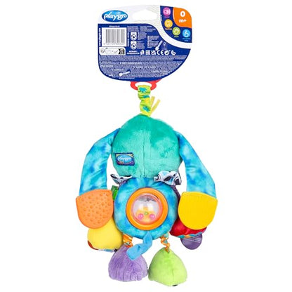 Playgro Activity Friend Doofy Dog, Vibrant Pram Rattle Toy with Easy Attach Clip for Prams, Car Seats & Capsules - Engaging Dog Baby Toy with Textured Bug Teether for Gums - from 0 Months