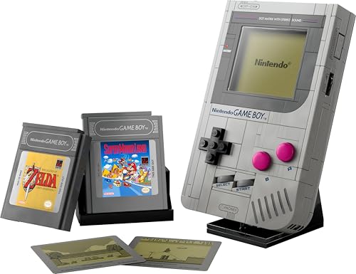 LEGO Super Mario Game Boy building set with Zelda cartridges and lenticular screens, designed for adult gamers.