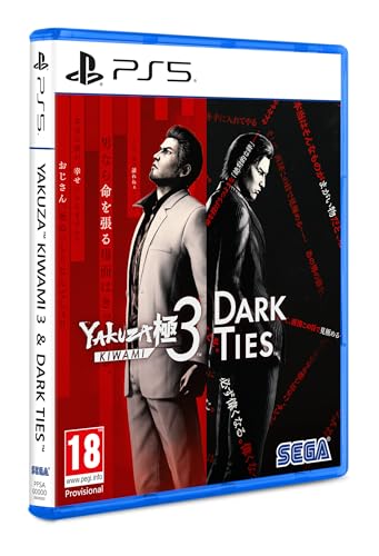 SEGA Yakuza Kiwami 3 and Dark Ties game covers for PlayStation 5, featuring colorful artwork and game titles.