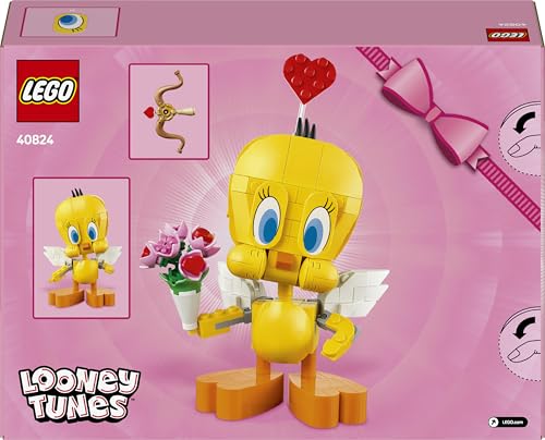 LEGO Sweetheart Tweety Bird Toy - Play & Display Looney Tunes Model with Accessories incl. a Flower Bouquet, Heart, Cupid's Bow & a Cloud Stand - Gift for 12+ Year Old Girls & Teens - 40824