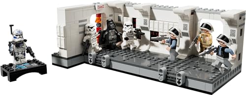 LEGO Star Wars Boarding the Tantive IV toy set with minifigures, including Darth Vader and ARC Trooper Fives, displayed.