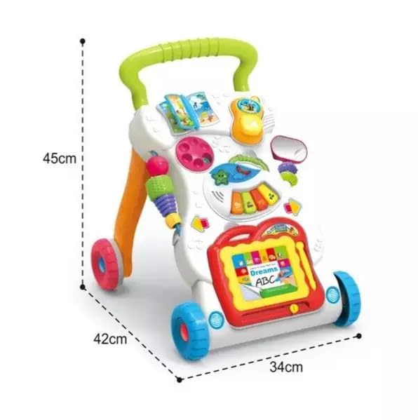 Celino baby walker with shape sorter, lights, and music for toddlers, supporting first steps for boys and girls aged 6 months to 3 years.