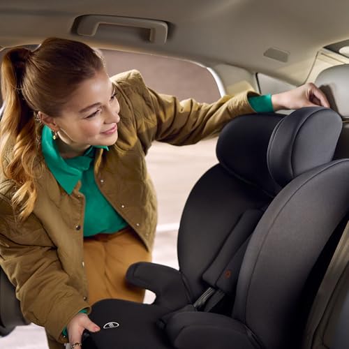 Bebeconfort Ever i-Safe, Evolutive Car Booster Seat, 15 Months - 12 Years, 76-150 cm, Toddler Car Seat, R129 Safety, Side Impact Protection, 11 headrest Positions, Built-in armrests, Full Black