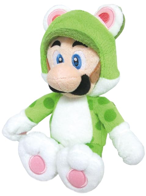Cuddly Luigi toy from Nintendo Together+ featuring Super Mario 3D Land design, 25 cm tall, soft plush for fans and collectors