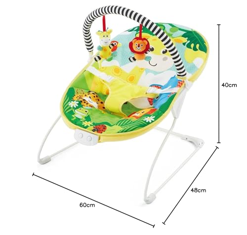 LADIDA Baby Bouncer, Bright and Colourful Safari Theme, Soothing Music and Vibration to Relax and Entertain Baby