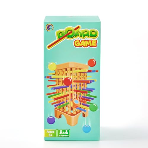 Wooden Board Game Montessori Toys, 42 Colourful Sticks Dice Game Math Educational Toy, Family Fun Ball Dropping Game, 1 to 6 Players Fine Motor Skills Travel Games for 3 4 5 6 Years Old Boy Girl