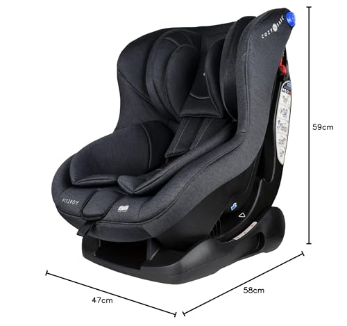 Cozy N Safe Fitzroy Group 0+1 Car Seat 0-18KG, Birth - 4 Years, 5 Point Harness, 4 Position Recline, Rear Facing from Birth to 13kg/ Forward Facing from 9kg to 18kg, Deep Padding - Graphite