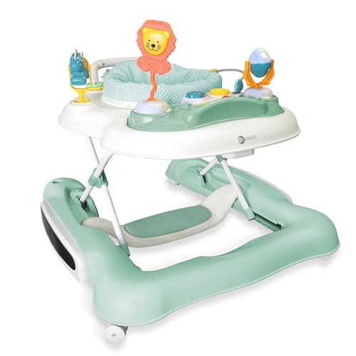 MyChild Little Explorer Activity Walker, Sage Green - Activity Center Baby Walker - Easy fold Frame for Storage - 6 Months + Anti Fall Blocks for Extra Safety and 3 Height Adjustment.