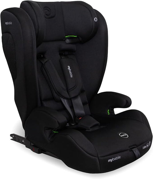 My Babiie MBCS75 Toddler to Booster R129 Child Car Seat - ISOFIX with Top Tether, Harness, 76-150cm (Approx. 9-36kg, 15 Months - 12 Years), i-Size, Group 1/2/3, Adjustable, Forward Facing - Black