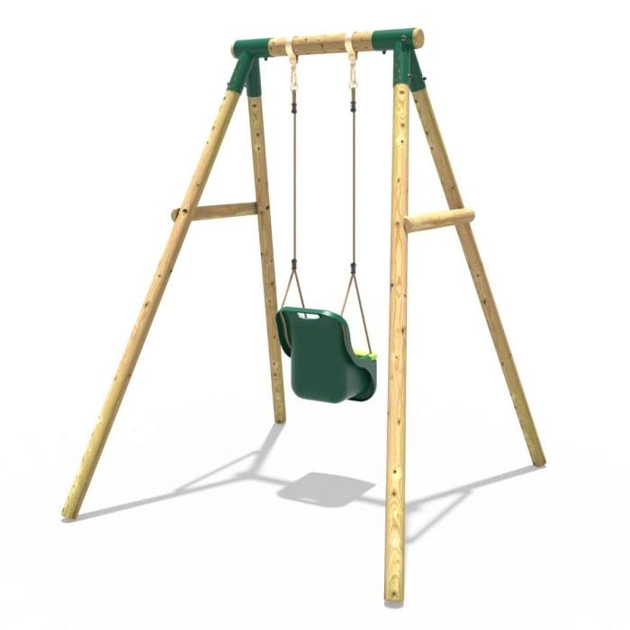 Rebo Baby Wooden Garden Swing Set - Pluto | OutdoorToys | Strong and Sturdy Children's Swing Set, Pressure Treated Timber, Soft-Feel Ropes, Baby Swing Seat