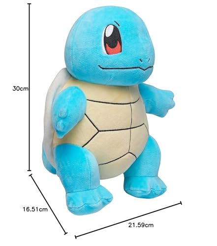 12-inch Squirtle plush toy from Pokémon, featuring a soft, blue exterior and a friendly expression, perfect for collectors.