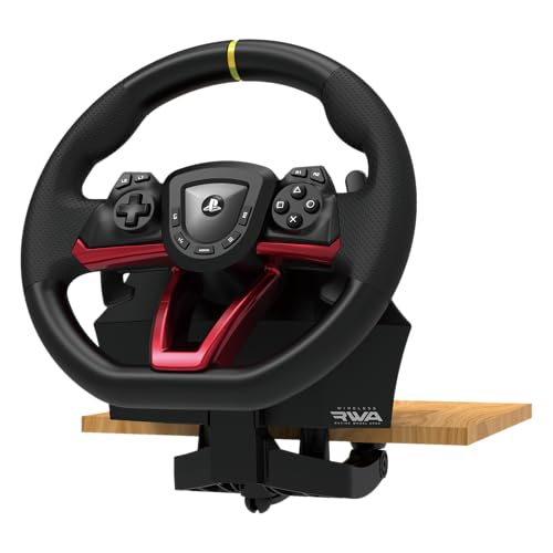 Hori Wireless Racing Wheel APEX for PlayStation 5, PlayStation 4, and PC with steering wheel, buttons, and paddle shifters.