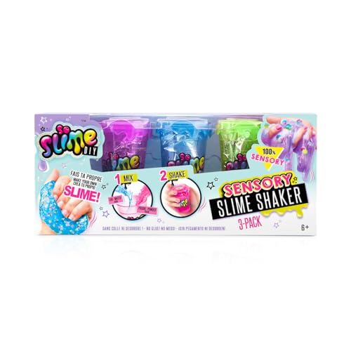 Set of three Canal Toys So Slime SSC 003 shakers in assorted bright colors, perfect for sensory play and slime crafting.