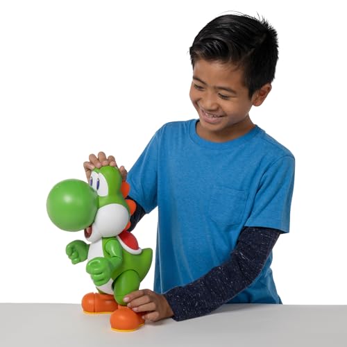 Super Mario Nintendo Yoshi plush toy, 14-inch character with 13 points of articulation, motion-activated sounds and phrases.
