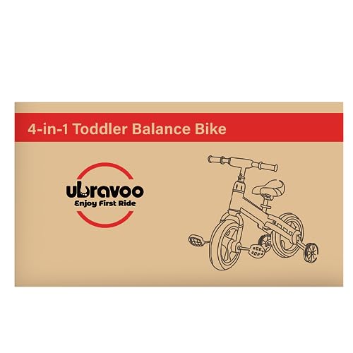 UBRAVOO Balance Bike for 2-5 Years Old Boys&Girls, 12 Inch 4-in-1 Toddler Walking Bicycle with Detachable Training Wheels & Pedals(JL102, Blue)
