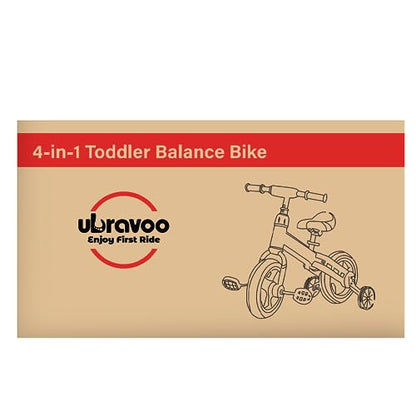 UBRAVOO Balance Bike for 2-5 Years Old Boys&Girls, 12 Inch 4-in-1 Toddler Walking Bicycle with Detachable Training Wheels & Pedals(JL102, Blue)