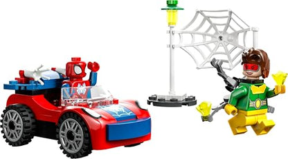LEGO 10789 Marvel Spider-Man's Car set featuring Spidey, Doc Ock, and glow-in-the-dark pieces for kids 4 years and up.
