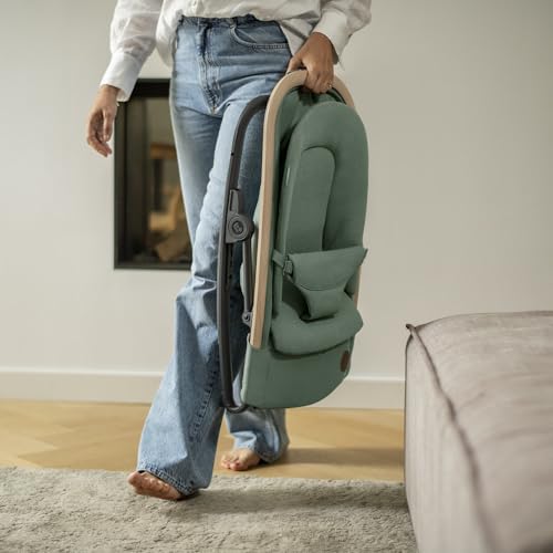 Maxi-Cosi Kori 2-in-1 baby bouncer chair with toy arch, beige, ergonomic design, 3 reclines, newborn pillow, lightweight and compact.