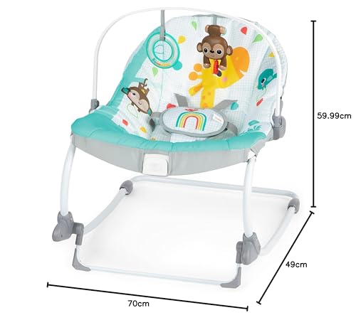 Bright Starts Wild Vibes infant to toddler rocker with vibrations, unisex design, suitable for newborns and older children.