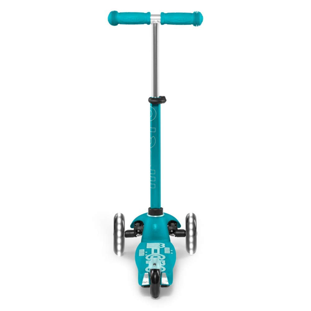 Micro Scooters | Mini Micro Deluxe LED Children's Scooter | Extra Grippy Deck | Weather Tested Stem | Remove & Fold Handlebar | Light Up Wheels | 2-5yrs | Boys & Girls | Aqua