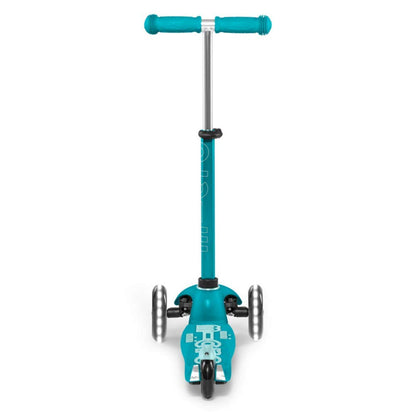 Micro Scooters | Mini Micro Deluxe LED Children's Scooter | Extra Grippy Deck | Weather Tested Stem | Remove & Fold Handlebar | Light Up Wheels | 2-5yrs | Boys & Girls | Aqua