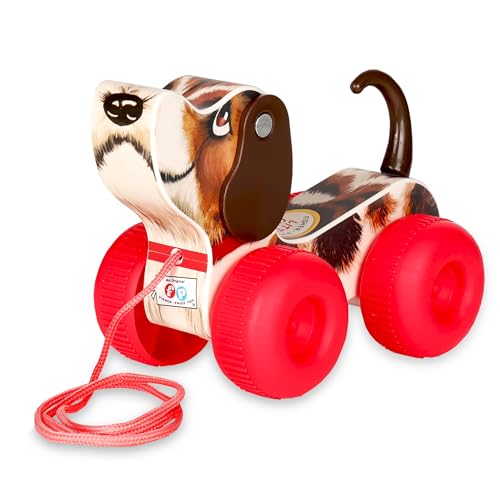 Basic Fun Fisher Price Classics Little Snoopy Pull Along Dog Toy | Retro Style Toddler Walking Toy with Interactive Features | Gift for Kids Aged 12+