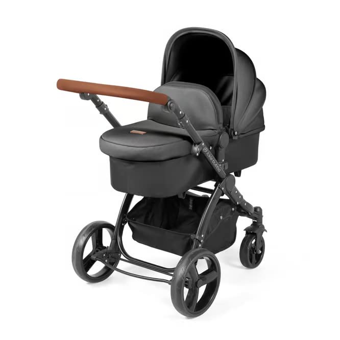 Ickle Bubba Stomp Urban 3-in-1 Travel System & Astral Car Seat – Birth to 22kgs (approx. 4 Years), Lightweight City Pram, Carrycot & Seat Unit, Compact Fold, UPF 50+ Hood & Accessories (Charcoal Grey)
