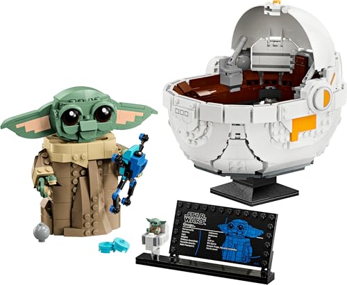 LEGO Star Wars 75403 Grogu figure with hover pram, ideal for display, featuring details from The Mandalorian series.