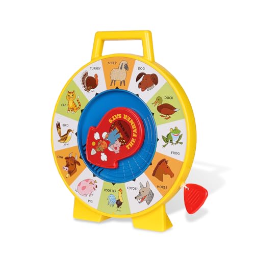 Basic Fun Fisher Price Classics See 'n Say Farmer Says Toy | Educational Talking Animal Wheel with Sounds | Retro Preschool Toy for Toddlers 18 months +